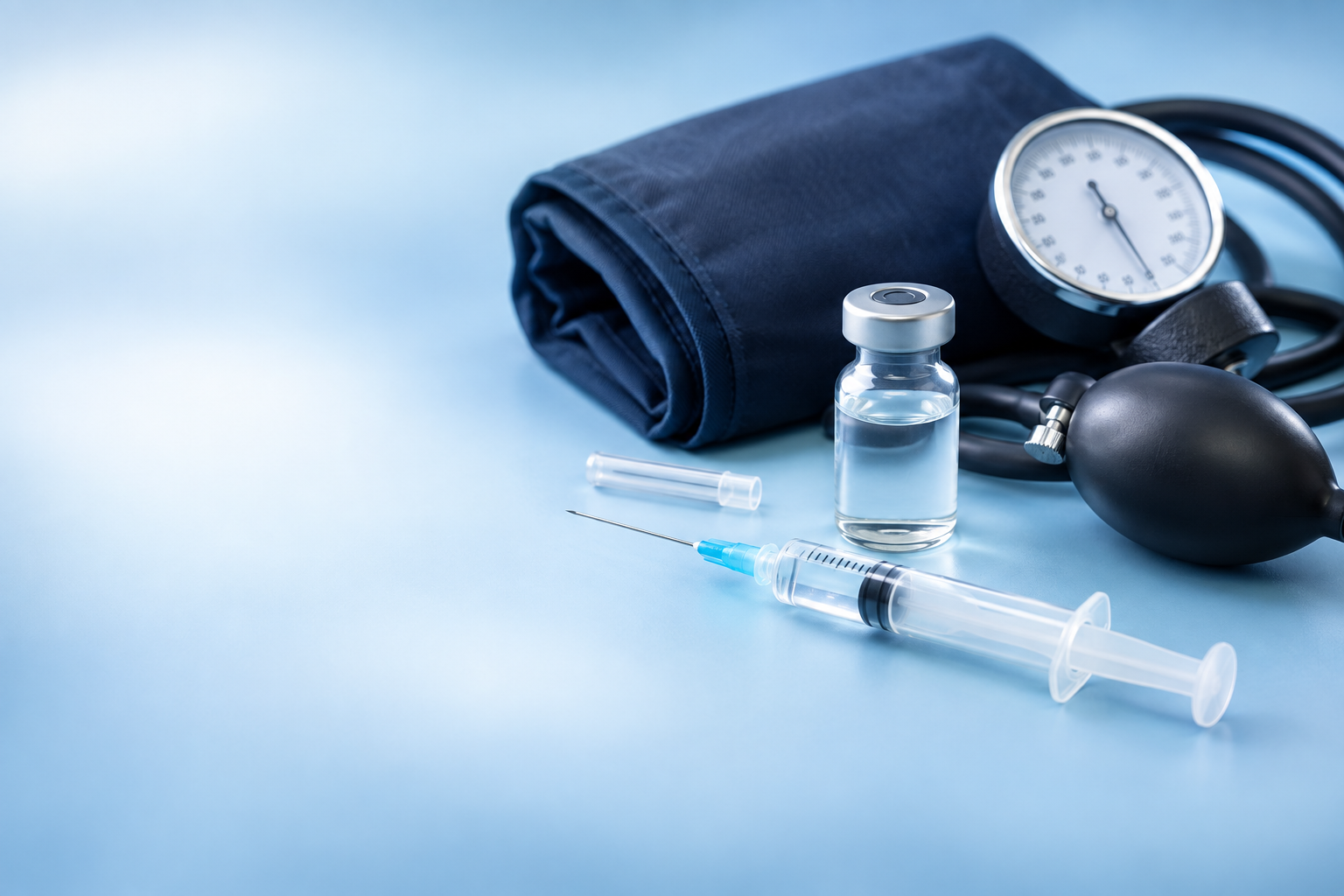 Injection supplies and blood pressure equipment for home nursing care